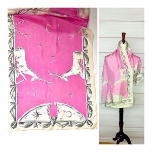 Vintage Bianchini Férier Silk Scarf 45x10" Signed Peter Todd Mitchell France